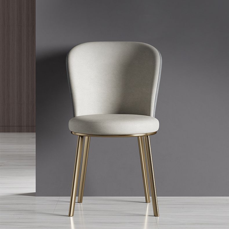 Silla de comedor de cuero Glam, sillas de comedor de metal sin brazos para uso doméstico