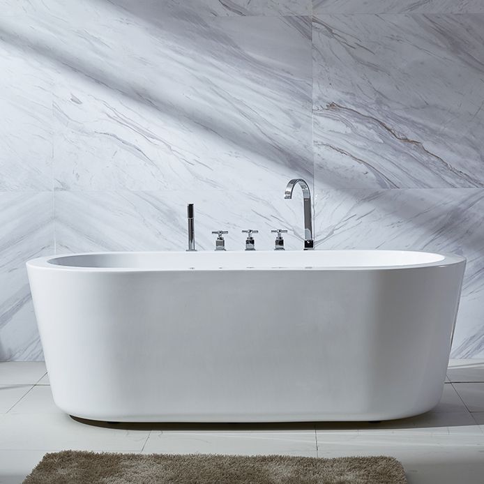 Modern Oval Stand Alone Bath Back to Wall Acrylic Soaking Bathtub