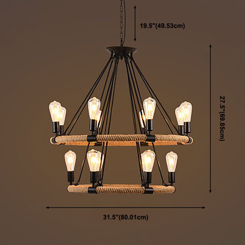 Lámpara de lámpara de bombilla desnuda lámpara colgante de cuerda industrial para restaurante