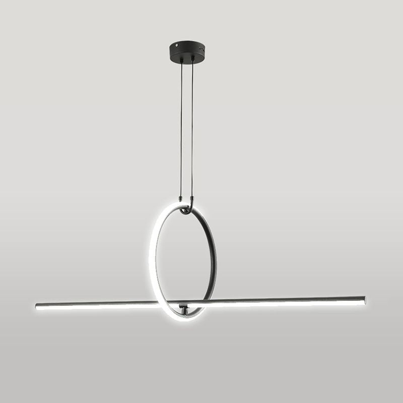 2 Lights Geometric Hanging Lighting Modern Metal Island Lighting