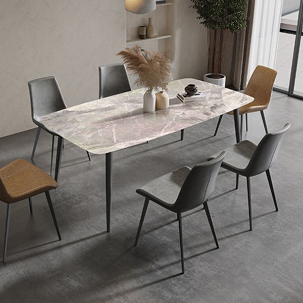 Mesa de comedor estándar de forma rectángulo industrial Mesa de comedor gris sinterizada para cocina