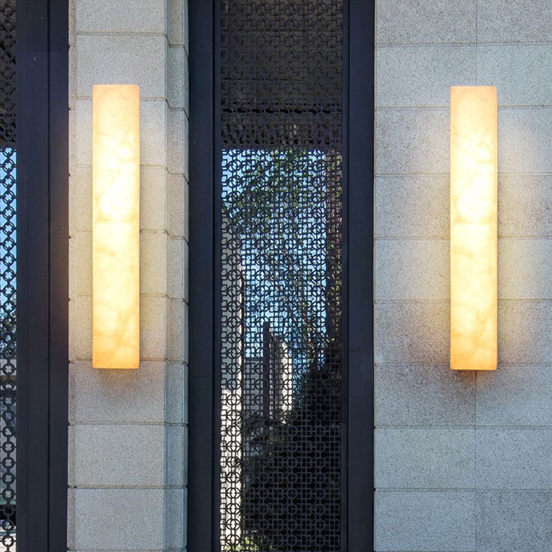 Modern Style Mica Wall Light White Cuboid Shape Wall Sconce for Bedroom