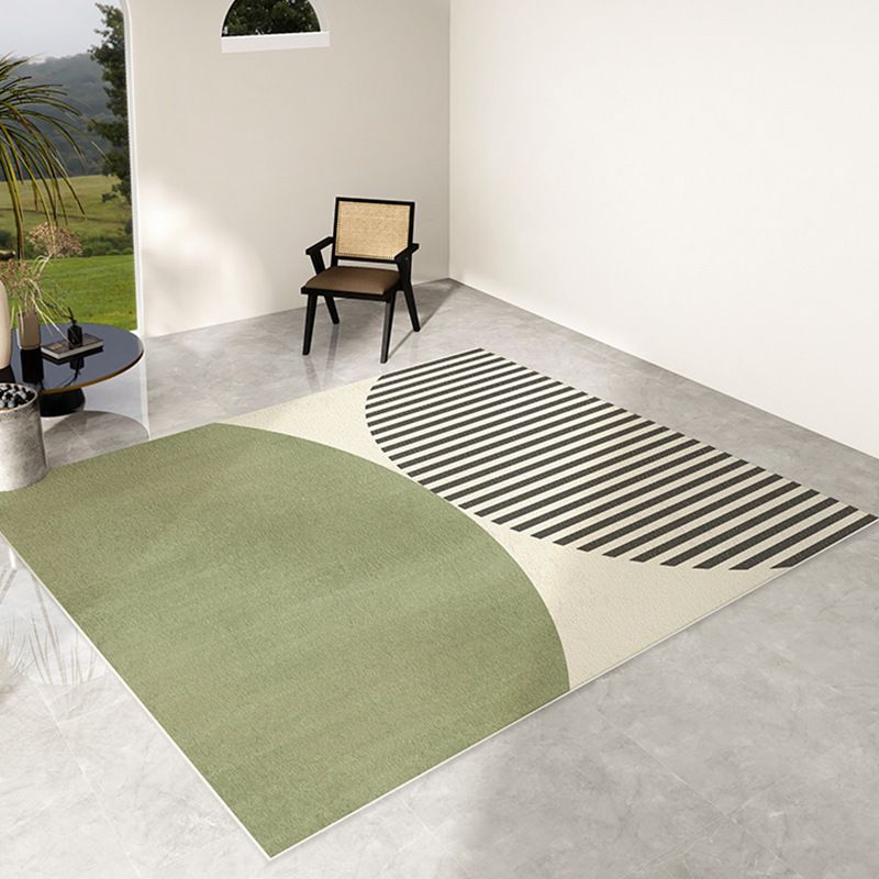 Modern Living Room Carpet Trendy Contrast Panel Rug Polyester Indoor Rug with Non-Slip Backing