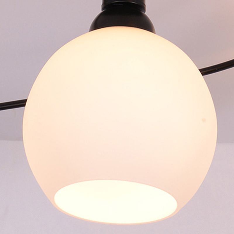 Minimalism Sputnik Flush Mount Glass Semi Flush Mount Ceiling Light in Black