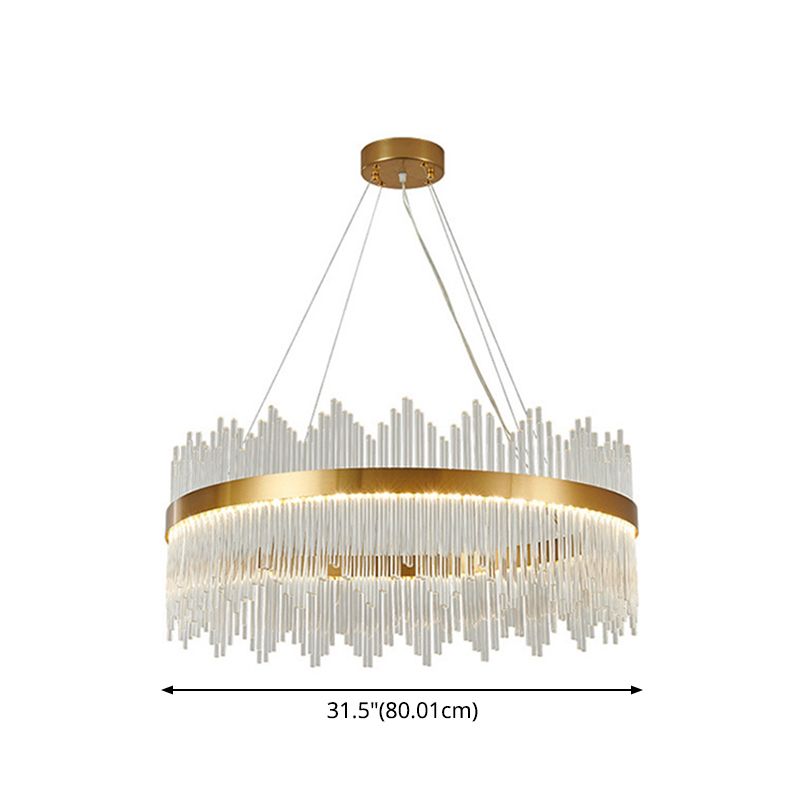Modern Drum Chandelier Glass Crystal Pendant Ceiling Lights with Adjustable Hanging Cord for Living Room