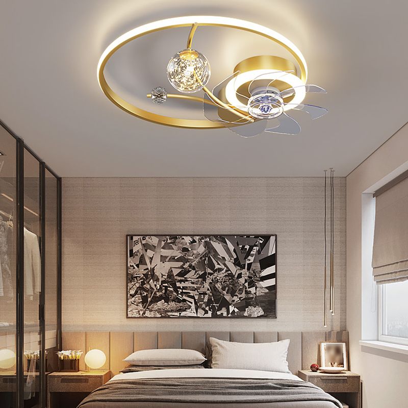 Multi Light Ceiling Fan Lighting Modern Style Metal Ceiling Fan Light for Bedroom