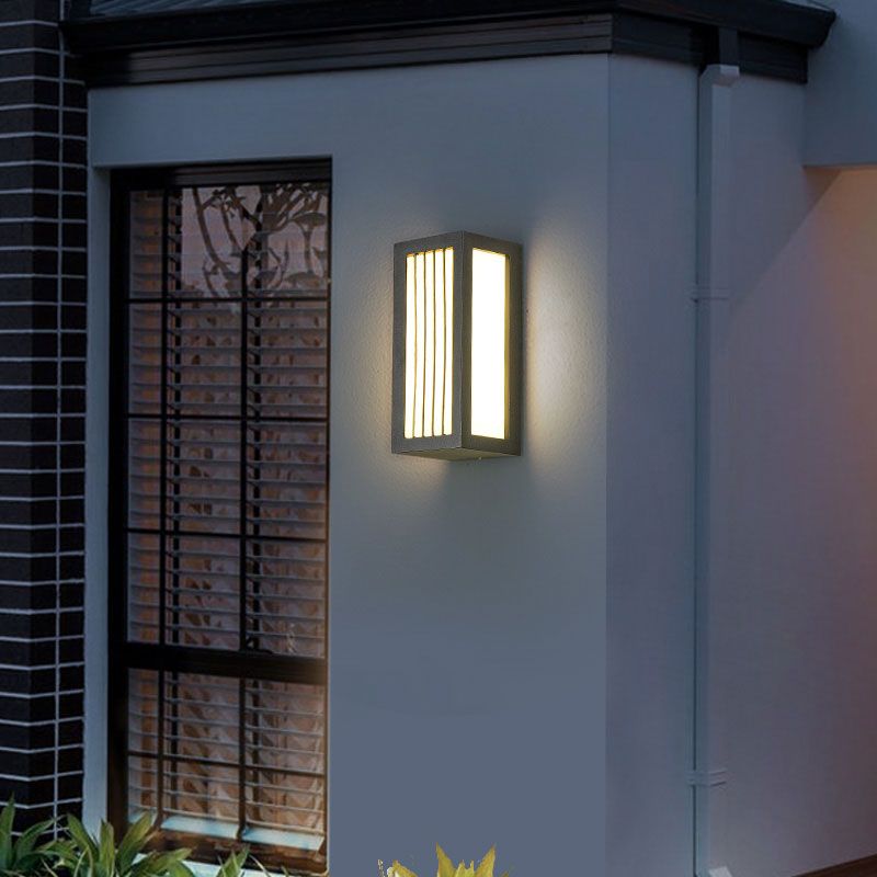 Textured Black Rectangular LED Wall Mounted Light Simplicity Metallic Wall Sconce Lighting for Patio