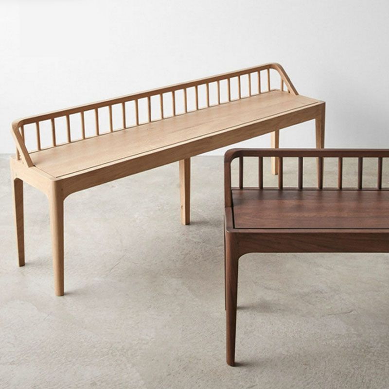 Modern Backrest Seating Bench Solid Wood Rectangle Bench for Entryway