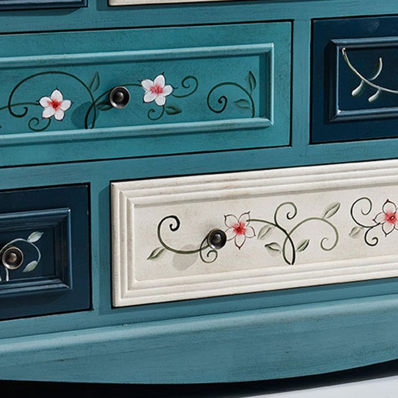 Nautical Vertical Chest Bedroom Solid Wood Storage Chest with Drawers