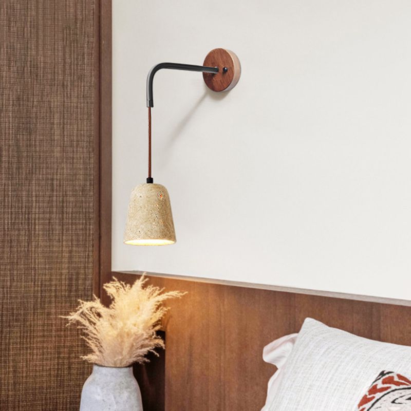 Wood Geometric Shape Wall Sconce Modern Style 1 Light Wall Light Sconce in Brown