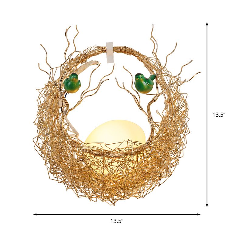 Yellow Nest Wall Mount Light Postmodern 1 Light Opal Glass Sconce Light for Living Room