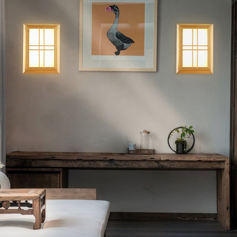 Wooden Wall Mount Light Geometry Shape Modern LED Wall Sconce Light for Living Room