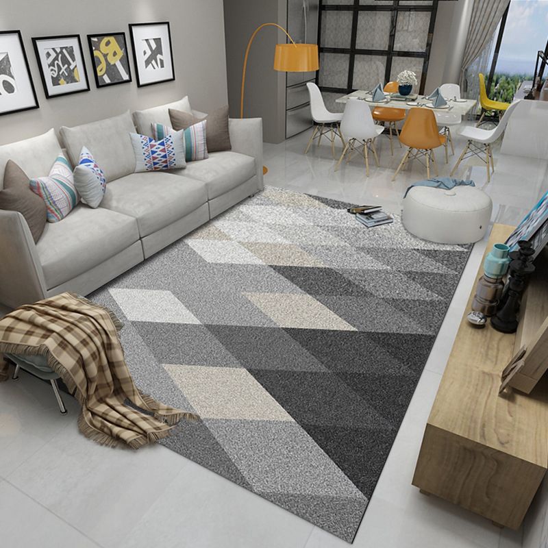 Brown Stripe Rug Polyester Simple Rug Non-Slip Backing Rug for Home Decor