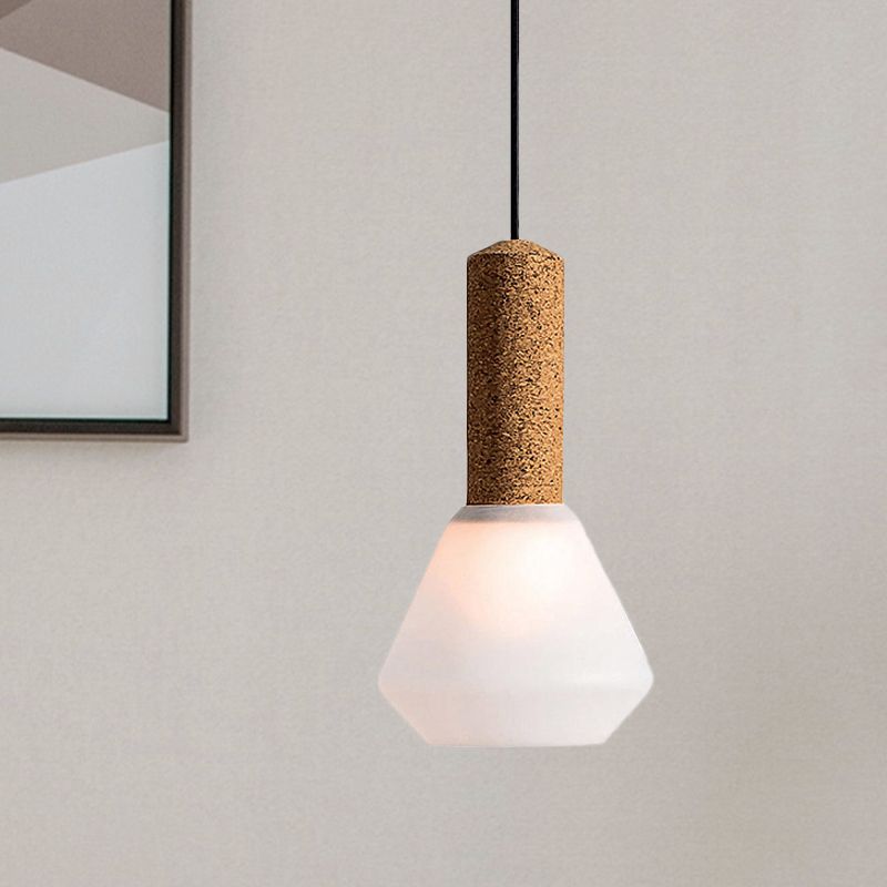 Moderniste 1-Light Pendant Wood Diamond Plafond Plax Aménagement avec une teinte en verre gris blanc texturé