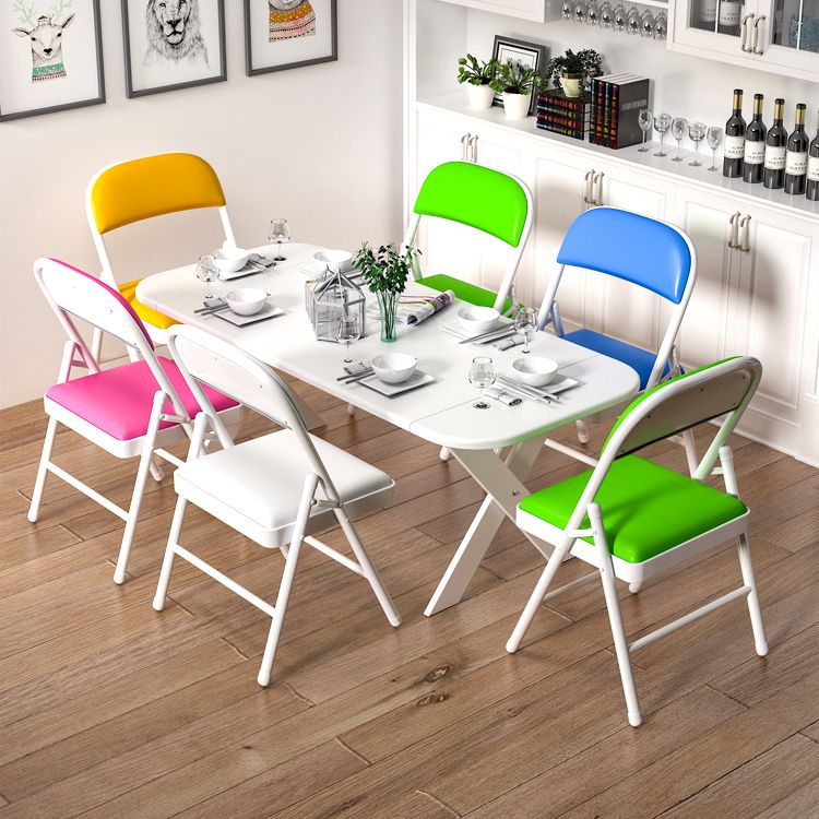 Sillas de comedor contemporáneas, sillas laterales plegables sin brazos con patas de metal para cocina