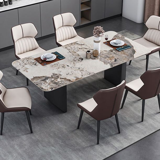 Sintered Stone Top Esstisch Rechtecktisch mit Metalldoppelpodest