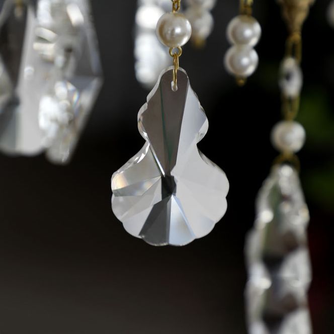 Candle Chandelier Light Fixtures Traditional Multi-Head Hanging Pendant Lamps with Crystal Bead
