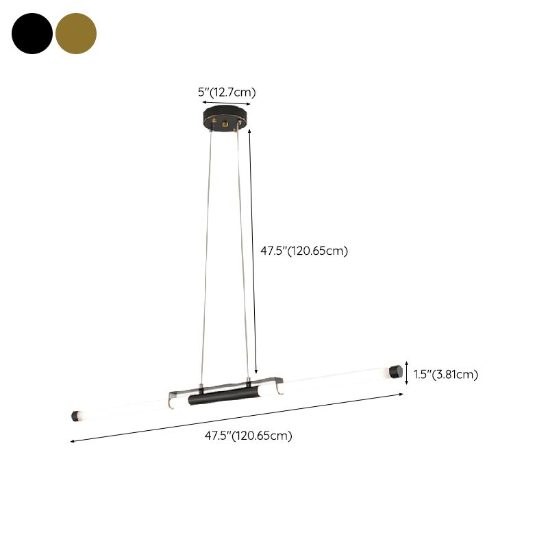 Modern Style Linear Shade Island Pendants 1 Light Metal Pendant Lights for Dining Room