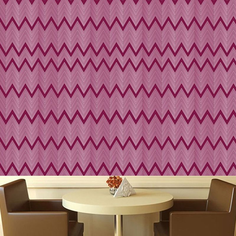Rose Red Zigzag Pattern Wallpapers Geometric Modern Self Sticking Wall Covering for Parlor