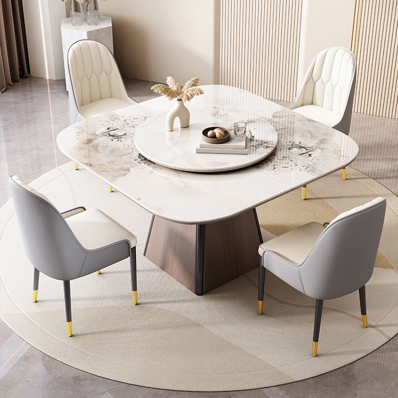 Modern White Stone Top Dining Set 1/5/7 Pieces Dining Table Set with Padded Chairs
