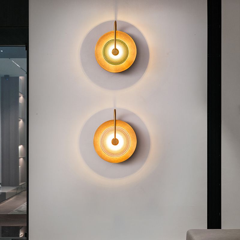 LED Post Modern Wall Sconce Iron & Glass 1 - Light Wall Mounted Fixture in Gold Finish