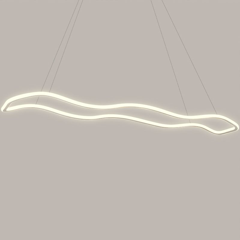 Metal Linear Island Lighting Modern Island Lighting 1 Light Pendant Lighting in White