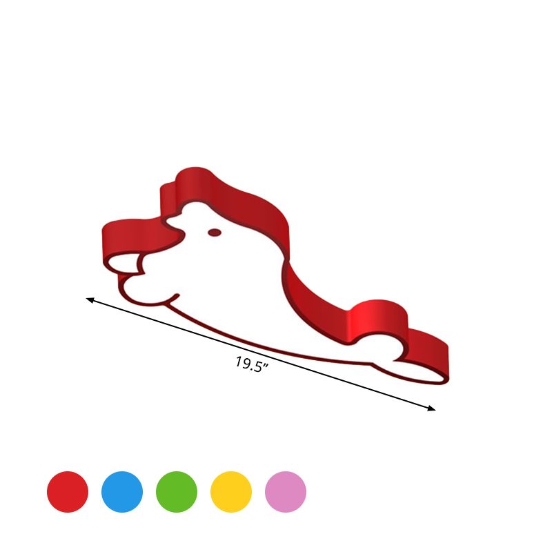 Cartoon LED Flush Ceiling Light Red/Pink/Blue Seal Flush Mount Lighting Fixture with Acrylic Shade