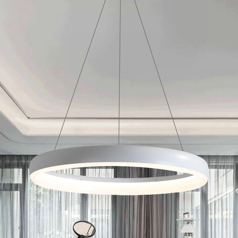 Anello a sospensione del lampadario Minimalista in metallo bianco/nero LED LED LEDULUM LIGHT in luce bianca/calda, 16 "/23,5" /31,5 "Dia