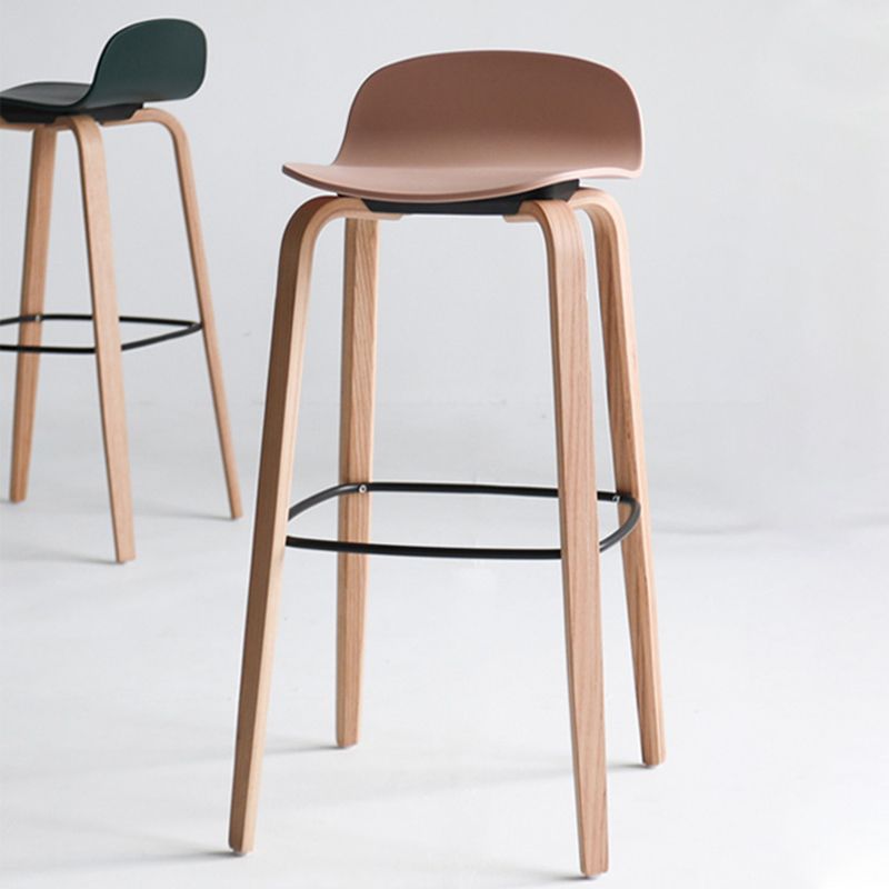 Scandinavian Armless Bar Height Stool Plastic and Solid Wood Bar Stool for Living Room