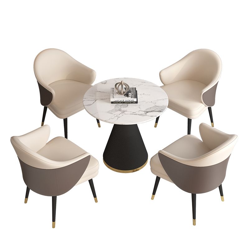 Simplicity Style Sintered Stone Dining Table Single Pedestal Base Round Table for Home