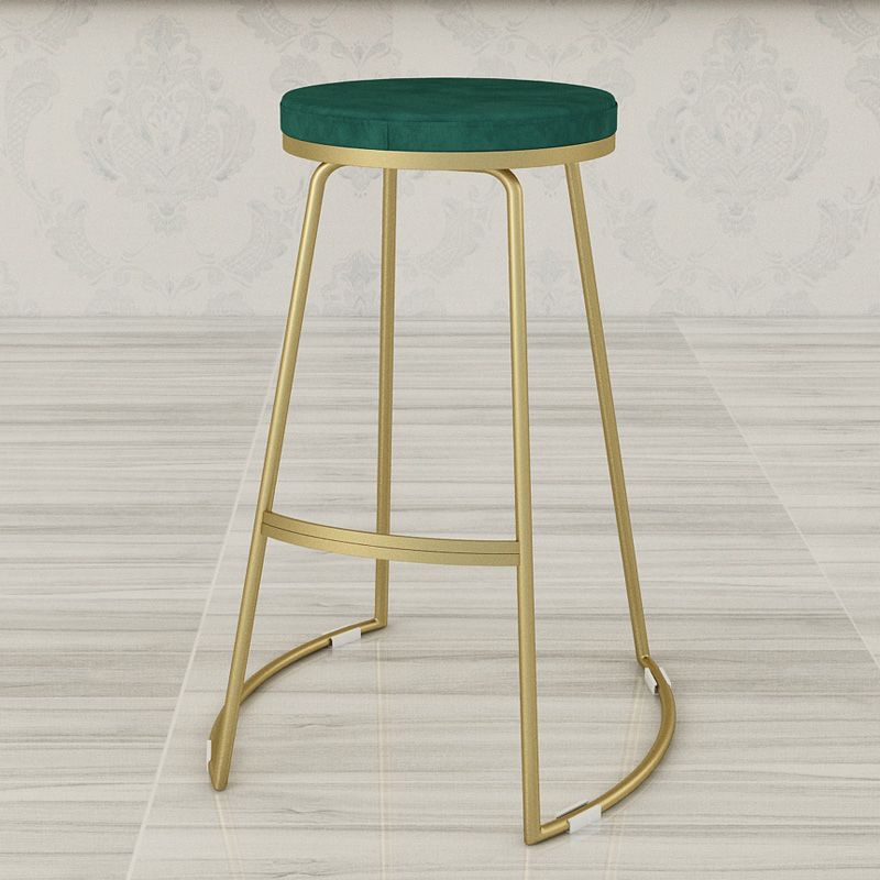 Nordic Style Bar-stool Round Seat Counter Bar Stool with Metal Legs for Home