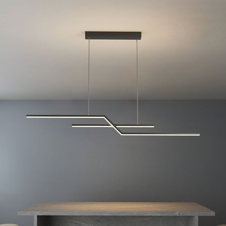 Hedendaagse lineair eiland licht metaal 2 lichte eilandverlichtingsarmaturen voor keuken