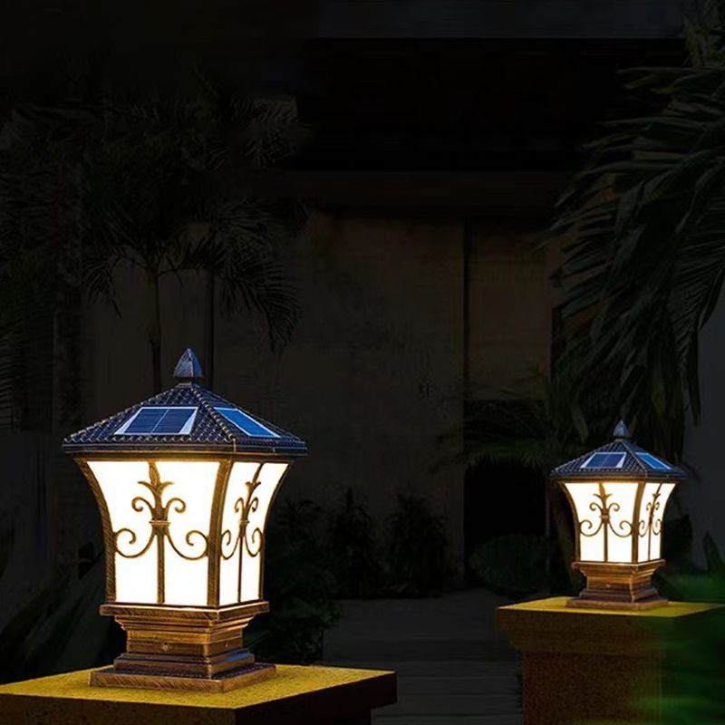 Contemporary Pillar Lamp Minimalist Solar Light for Backyard