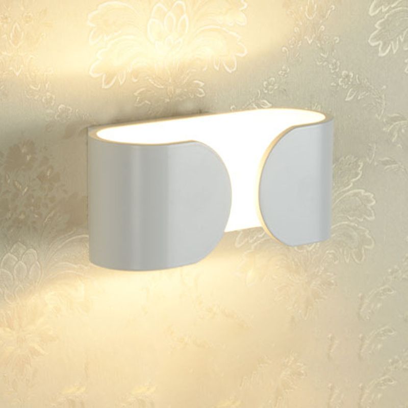 White Curved Rectangle Wall Mount Light Fixture Modern LED Aluminum Wall Sconce in White/Warm Light