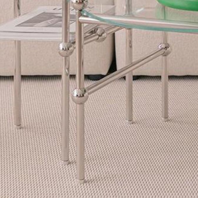 Contemporary Round Coffee Table with Glass Top and Steel Legs in Clear