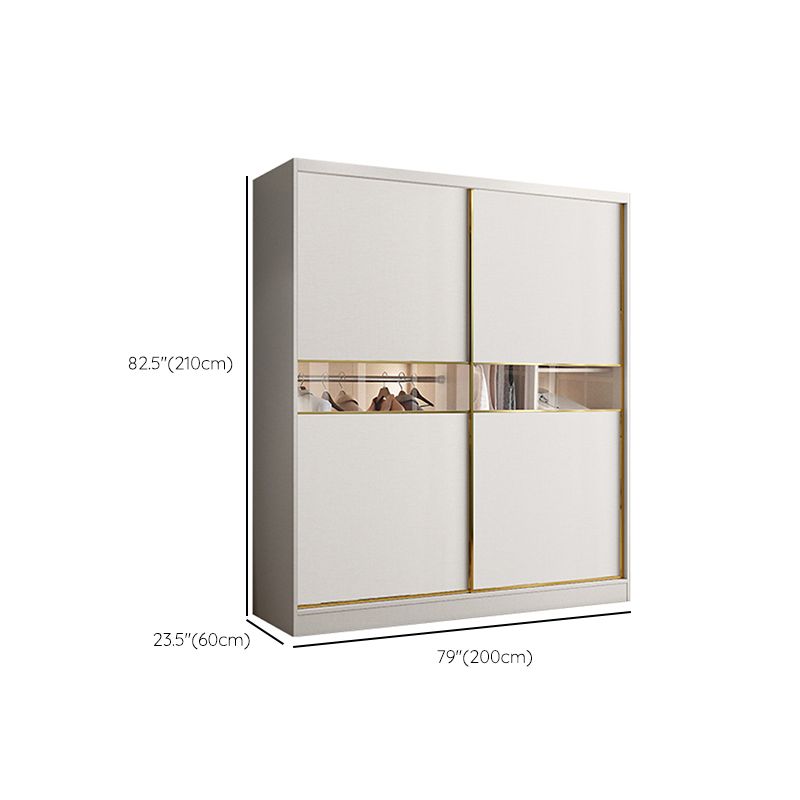 White Colour Wooden Wardrobe Modern Cloth Rod Included Wardrobe Closet for Bedroom
