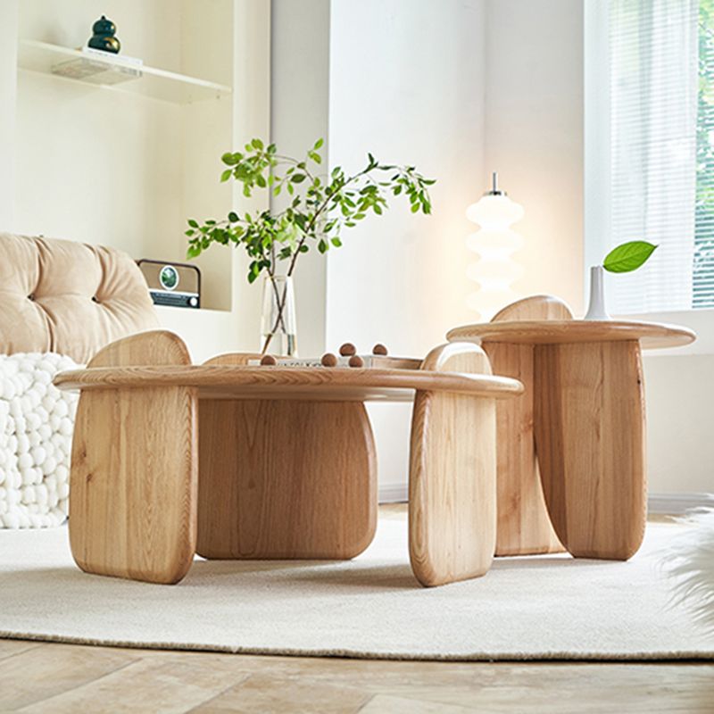 Contemporary Solid Wood Coffee Table Light Wood Coffee Cocktail Table