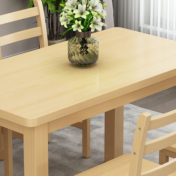 Contemporary Solid Wood Rectangular Dining Table with 4 Legs