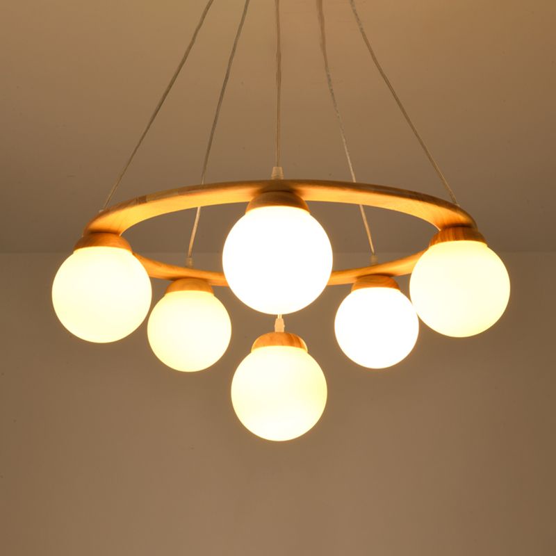 Moderne verstellbare hölzerne Kronleuchterdecke Hängeleuchte mit Glasschatten