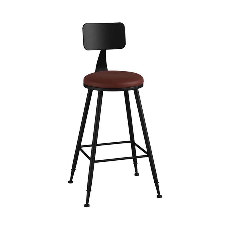 Taburete industrial sin brazos para mostrador, taburete de bar de hierro para cajero con cojín de cuero