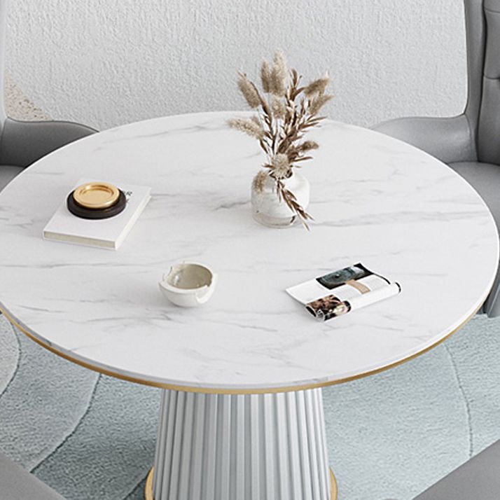 1/5 pcs Ensemble de salle à manger moderne en métal avec table ronde et jeu de restauration de base de piédestal