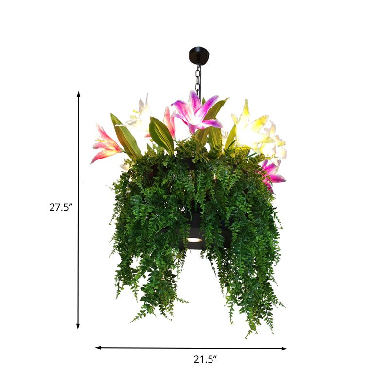 Metal Green Hanging Chandelier Lily 12 Heads Antique Drop Pendant for Restaurant