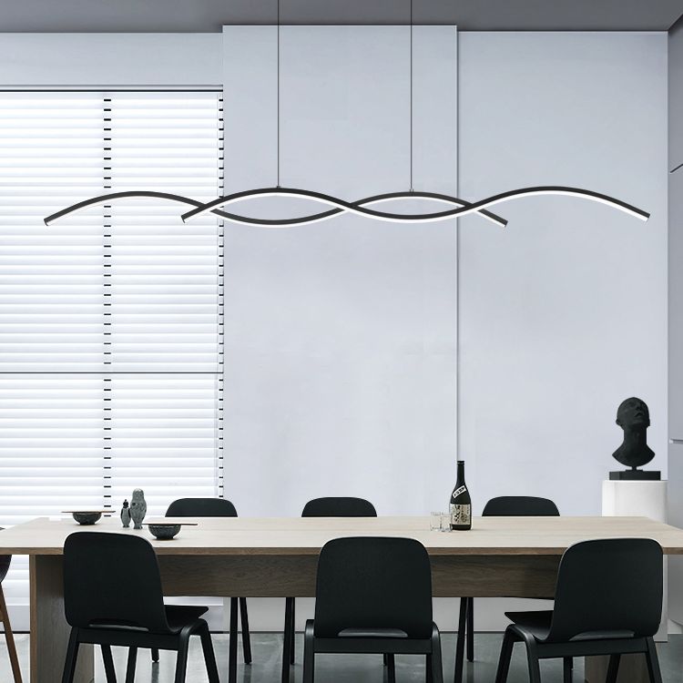 1 luminaire de plafond linéaire à LED de lumière Nouveau pendentif en aluminium noir moderne