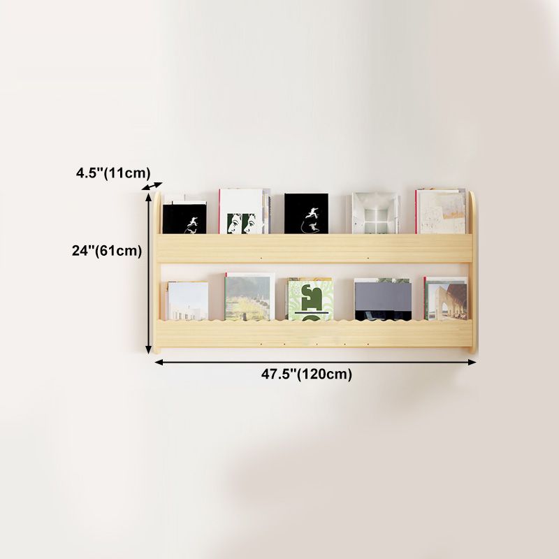 Contemporary Style Bookshelf Solid Wood Wall Mounted Bookcase for Home Office