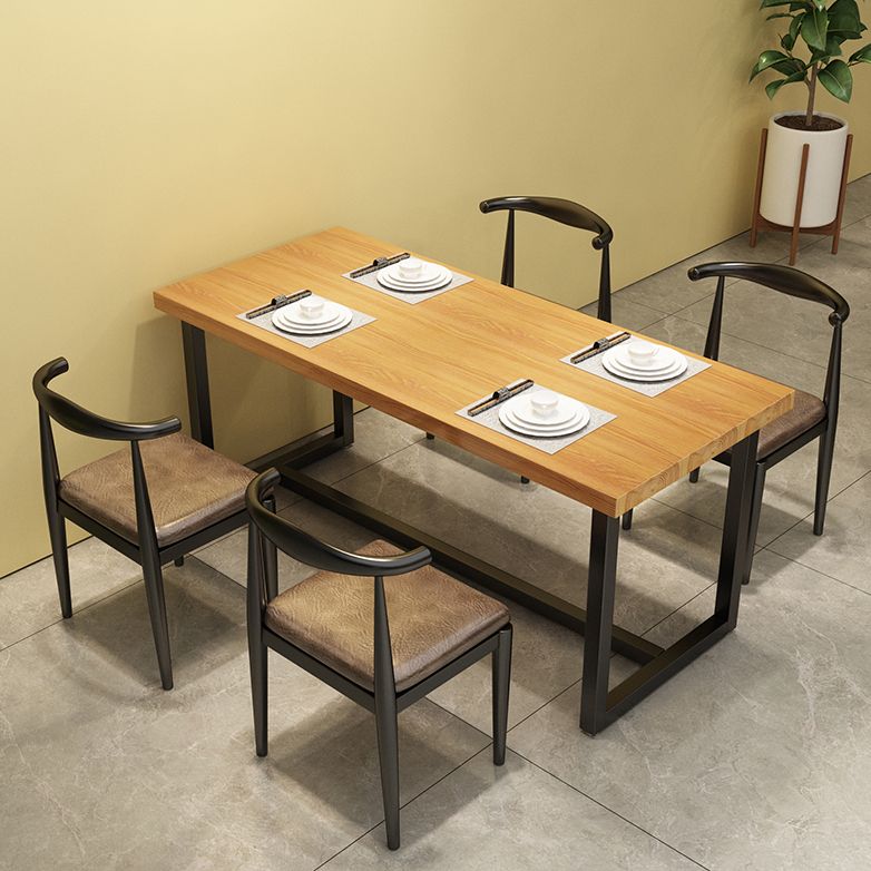 Industrial Style Solid Wood Top Dining Table with Rectangle Dinette Set with 4 Legs Table