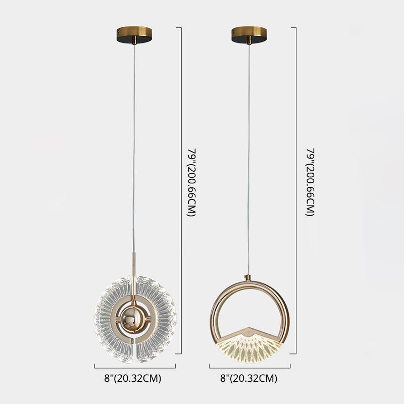 Gold geometrische LED-LED-Anhänger Licht im modernen Luxusstil Zine-Alloy-Hanglicht mit Acrylschatten