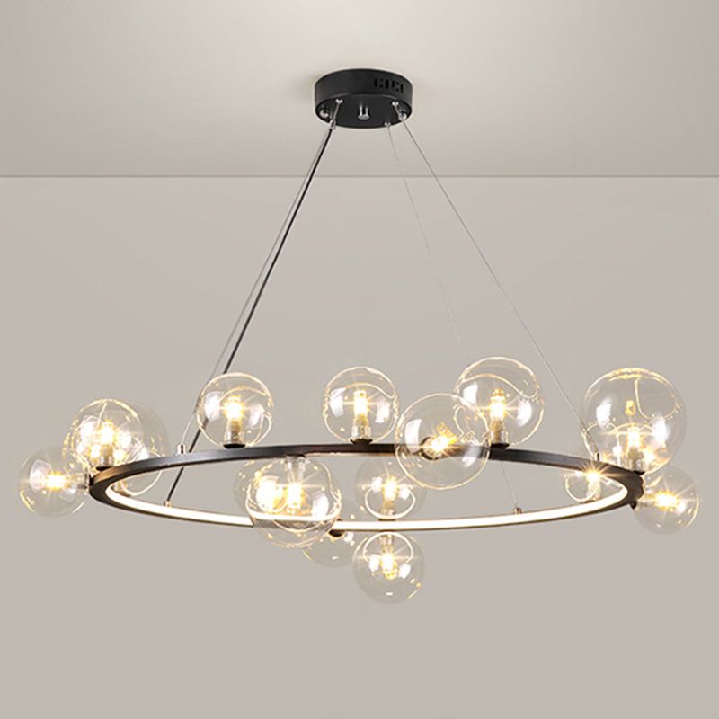 Almacina de vaso de vidrio creativo redondo LED LED Minimalismo Contemporáneo accesorio de iluminación con alambre de suspensión ajustable de 47 "