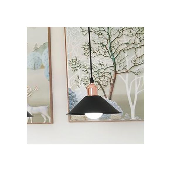 Modernist Style Conical Suspended Lamp 1 Light Metallic Hanging Light Fixture in Black/White for Living Room