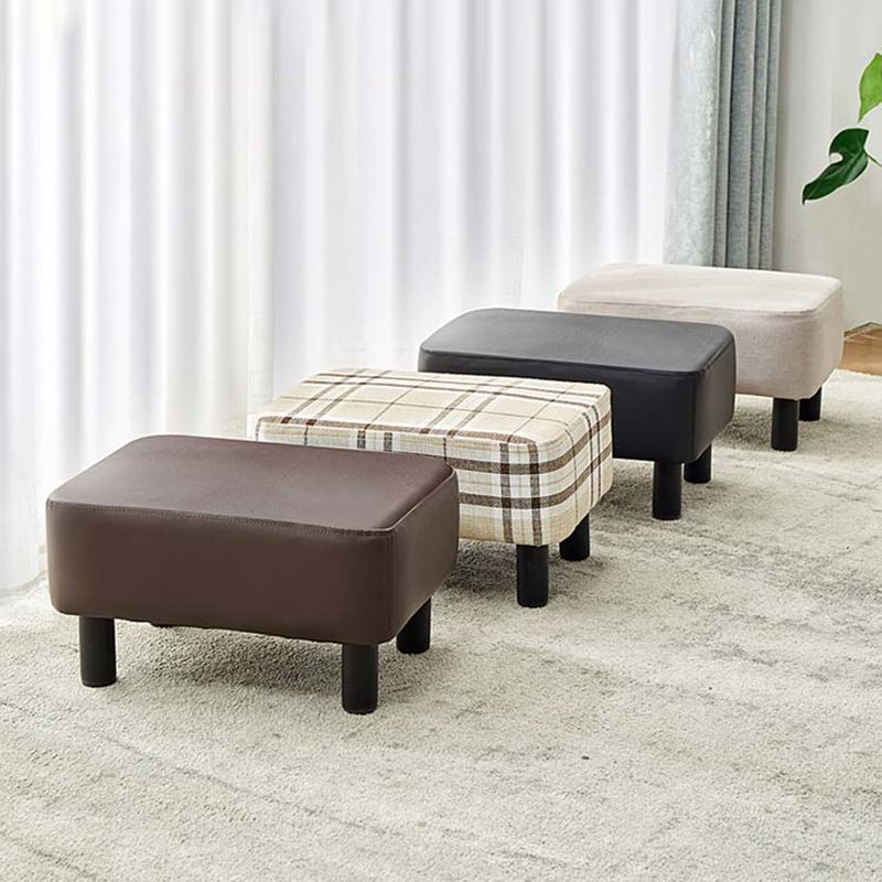 Contemporary Ottoman Solid Color Water Resistant Leather Rectangle Footstool Ottoman