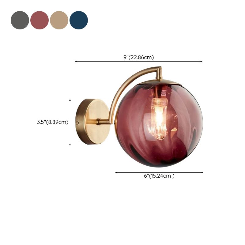 Metal Wall Sconce Ball Shape Modern Vanity Lamp with Glass Shade for Bathroom